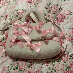 Sugar Thrillz Cream and Pink Bow Mini Bag